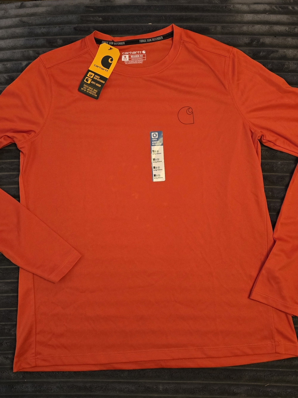 Carhartt Women’s Long-Sleeve Performance Crew Neck Shirt - Orange Medium